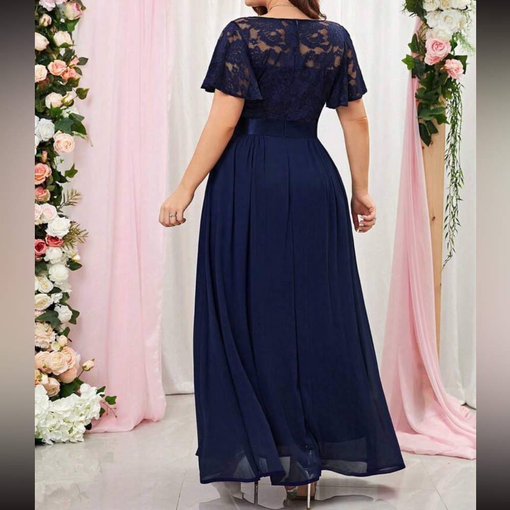 Luxe butterfly sleeve lace party formal dress gown - Picture 3 of 6